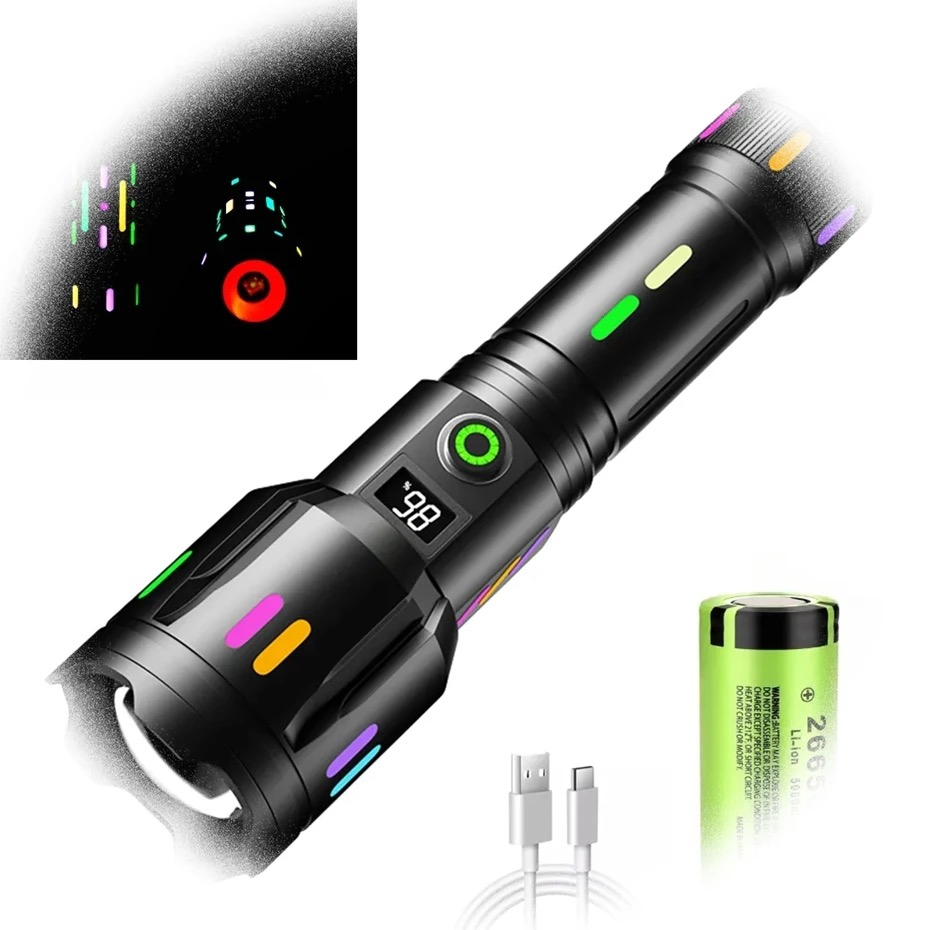 Custom Ultra Power Long Range Type-C Rechargeable Camping Linterna 100000 Lumens Waterproof Tactical Flashlight