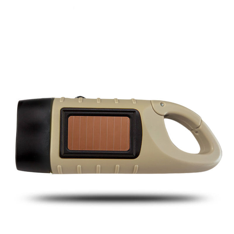 Cheap Outdoor Solar-Powered LED Flashlight with Hand-Crank Charging System