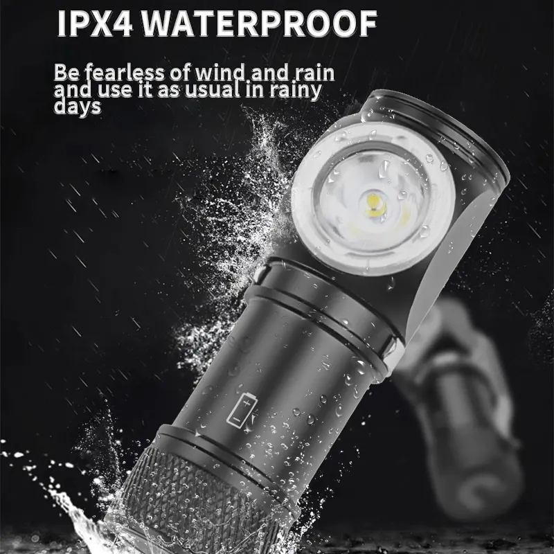 600lumens 200m 16340 Battery Super Bright LED Rechargeable Flashlight P8 Beads Tail Magnet Dual Purpose Work Light Headlamp