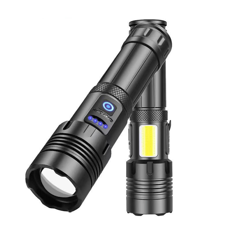 USB Rechargeable Aluminum COB LED Tactical Flashlight Torch