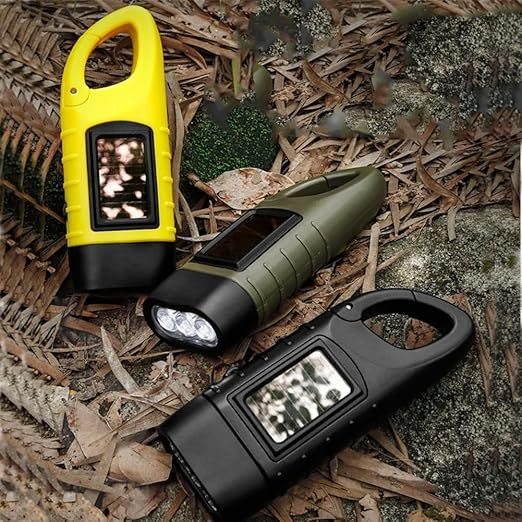 Portable Outdoor Solar Powered Emergency Hand Crank LED Flashlight