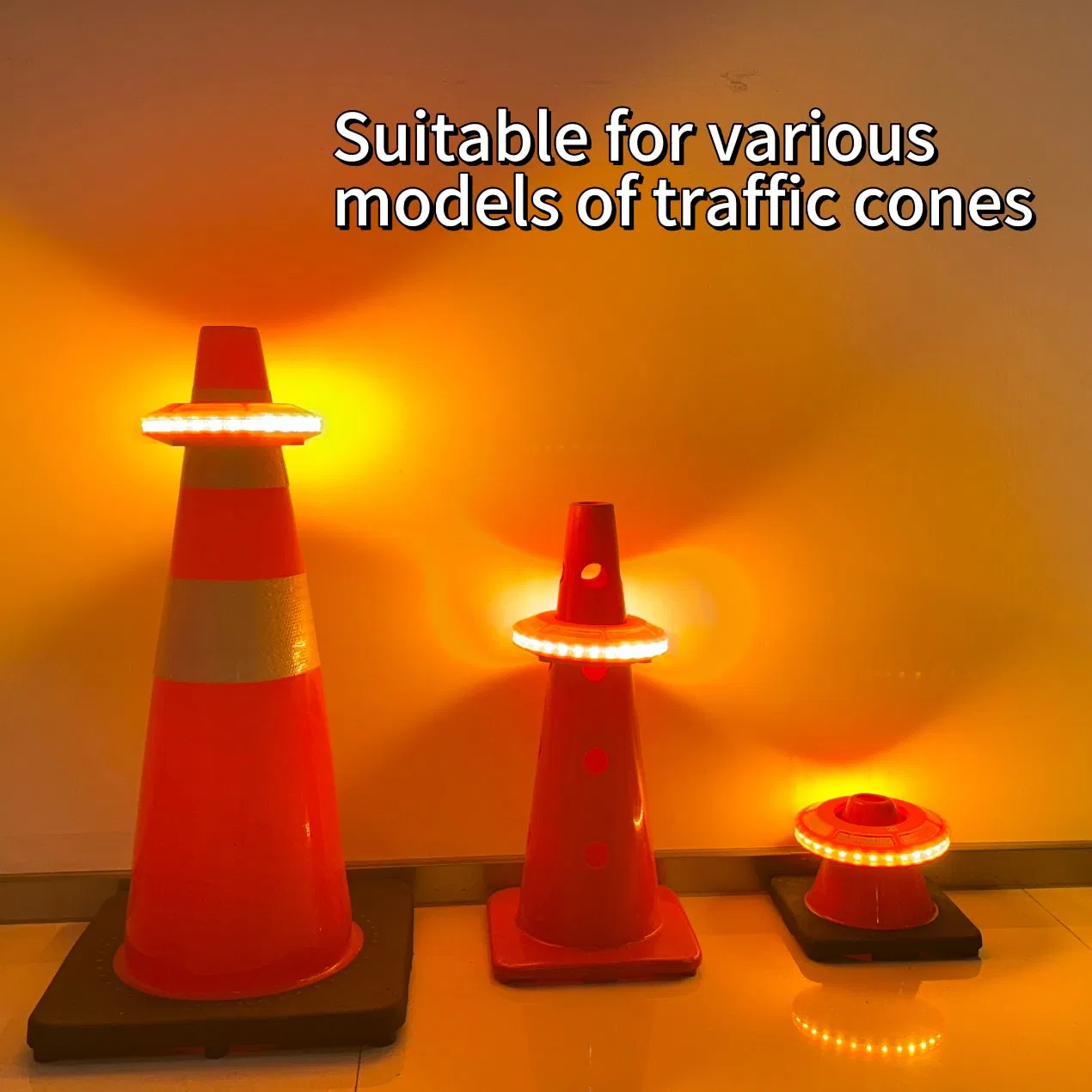 8 Pack Portable LED Sequential Road Cones Light Wireless Synchronized Flashing Barricade Flare for Traffic Emergency Beacon Light