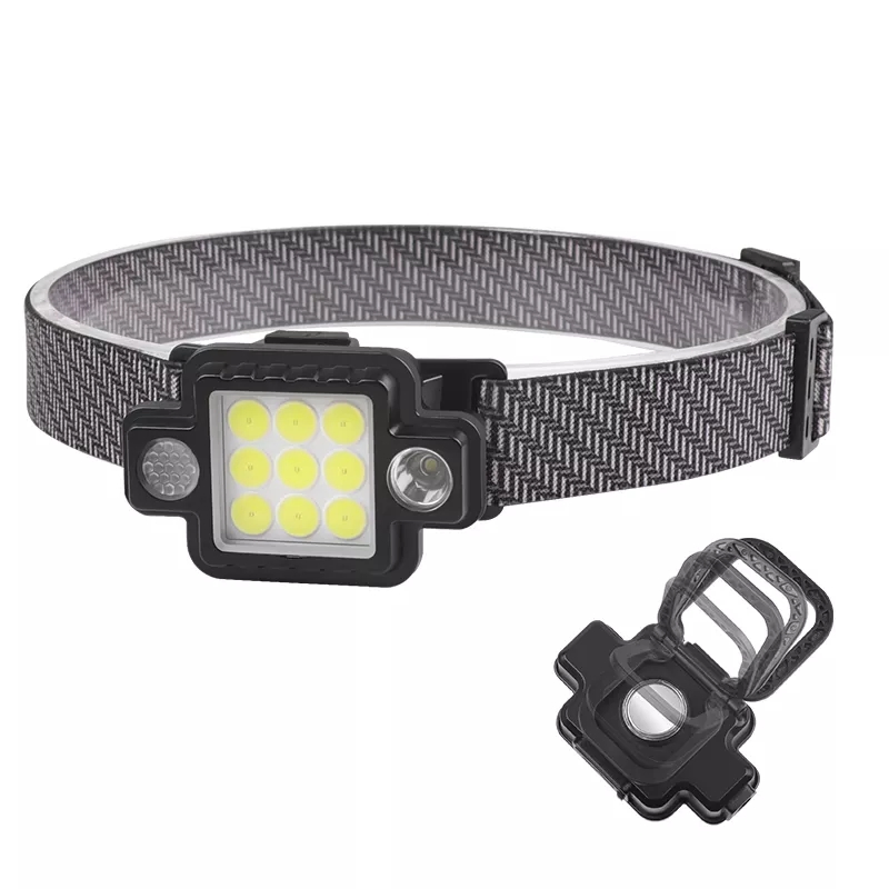 Portable Magnetic Work Lamp LED Red Blue Flashing 9 COB Multi-Function 5 Mode Light Fishing Camping Headlamp