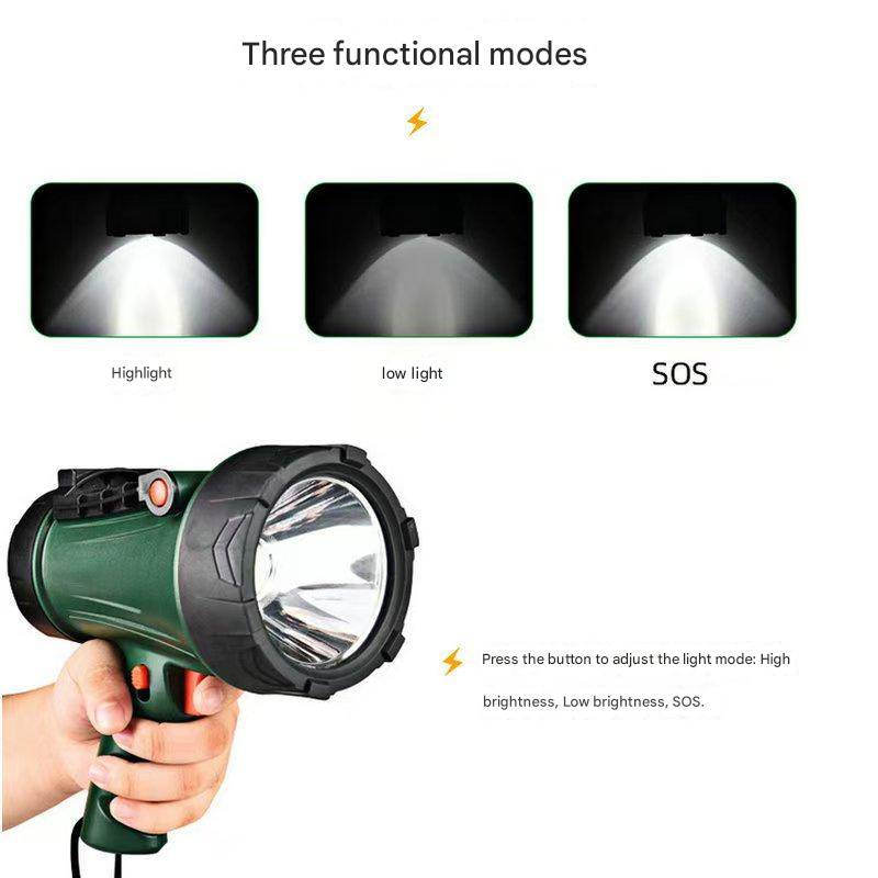 Rechargeable LED Searchlight with Adjustable Brightness for Camping Marine Searchlight