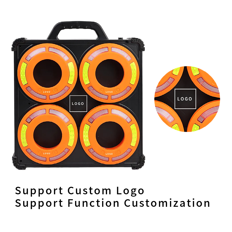 8 Pack Portable LED Sequential Road Cones Light Wireless Synchronized Flashing Barricade Flare for Traffic Emergency Beacon Light