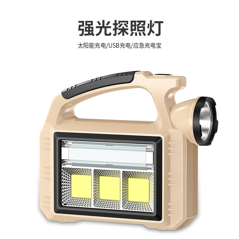 High Lumens ABS Plastic Body USB Rechargeable Solar Powered COB Camping Portable Lamp LED Torches Work Light Tactical Flashlight