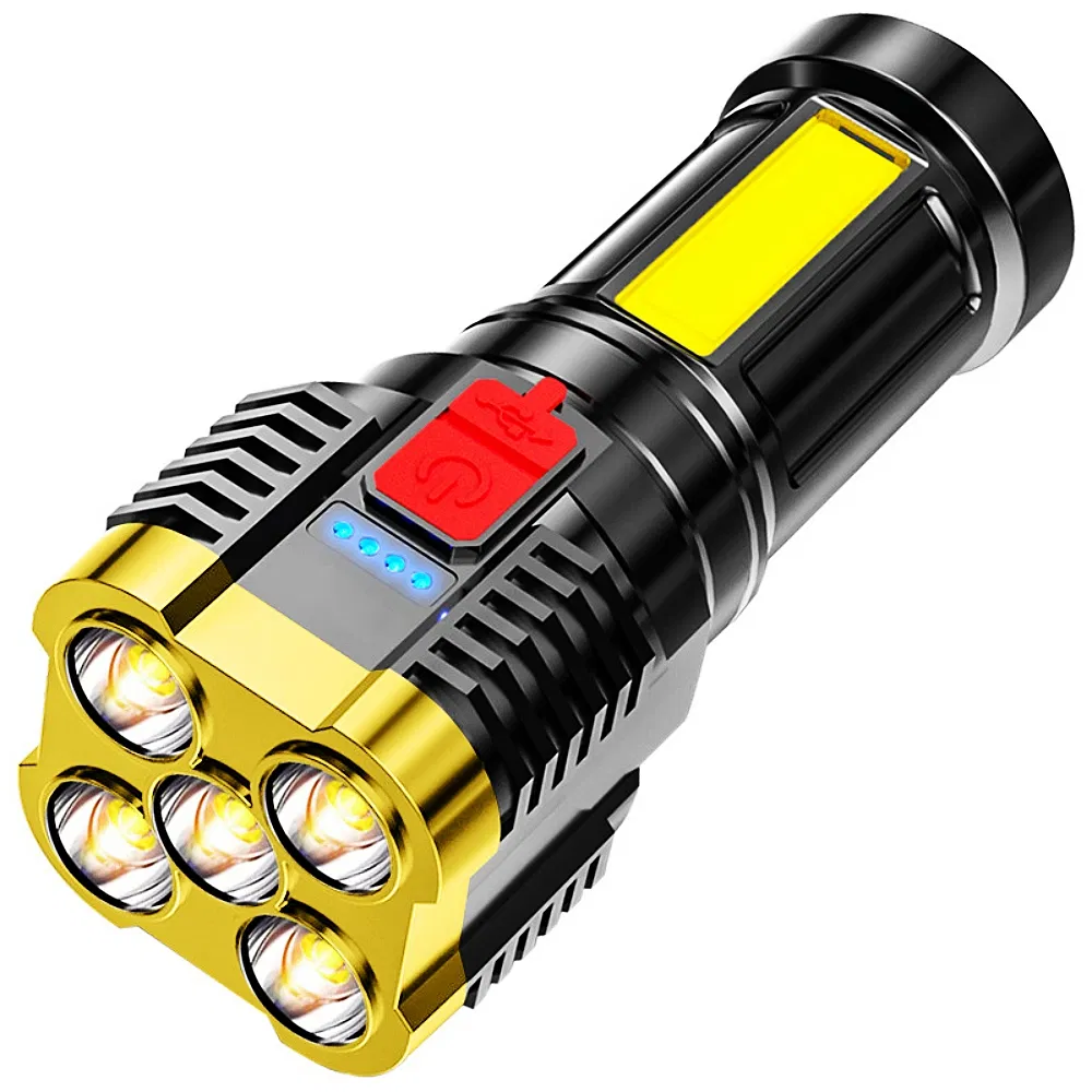 LED Rechargeable USB Torch Mini Small Light Super Bright Handheld Tiny Portable Pocket Flashlight with COB Side