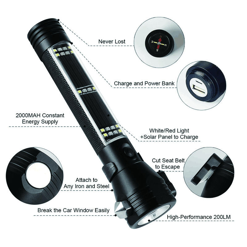 Best Selling Solar Powered Flashlight Rechargeable for Hunting Camping Outdoor