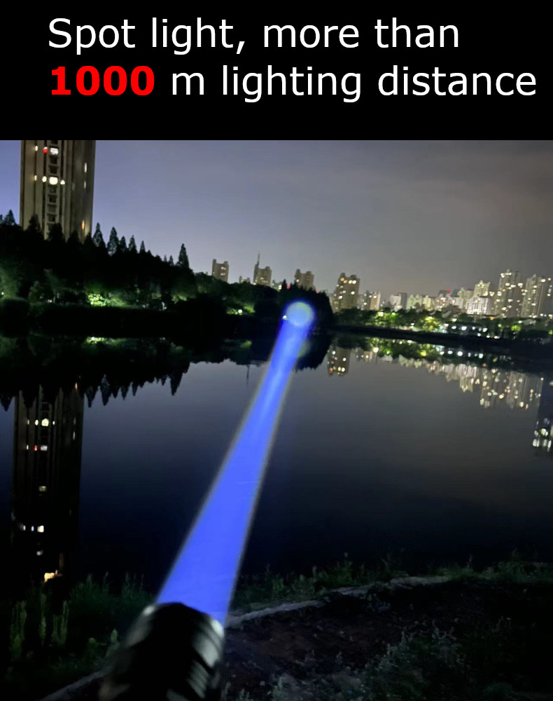 High Power Waterproof Recargeable White Laser LED Flashlight 20W 2000lm