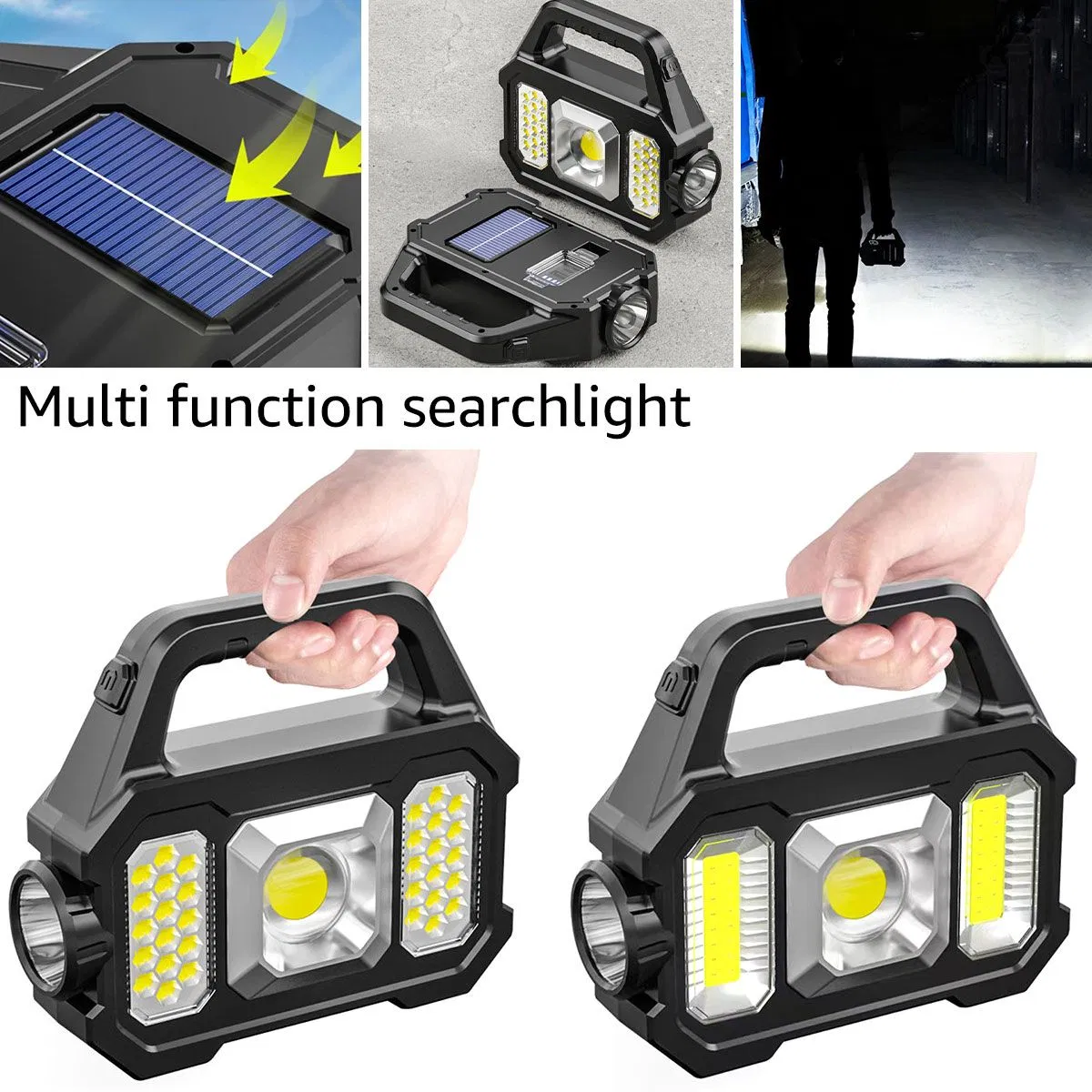 Helius COB Light Handheld Solar Powered USB Rechargeable LED Flashlight Torch