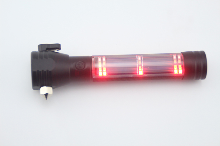 Solar-Powered LED Flashlight with Zoom and Hammer Feature