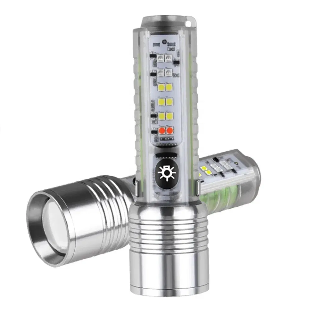 Outdoor LED Multi-Function Zoom White Laser Mini Small Rechargeable Flashlight