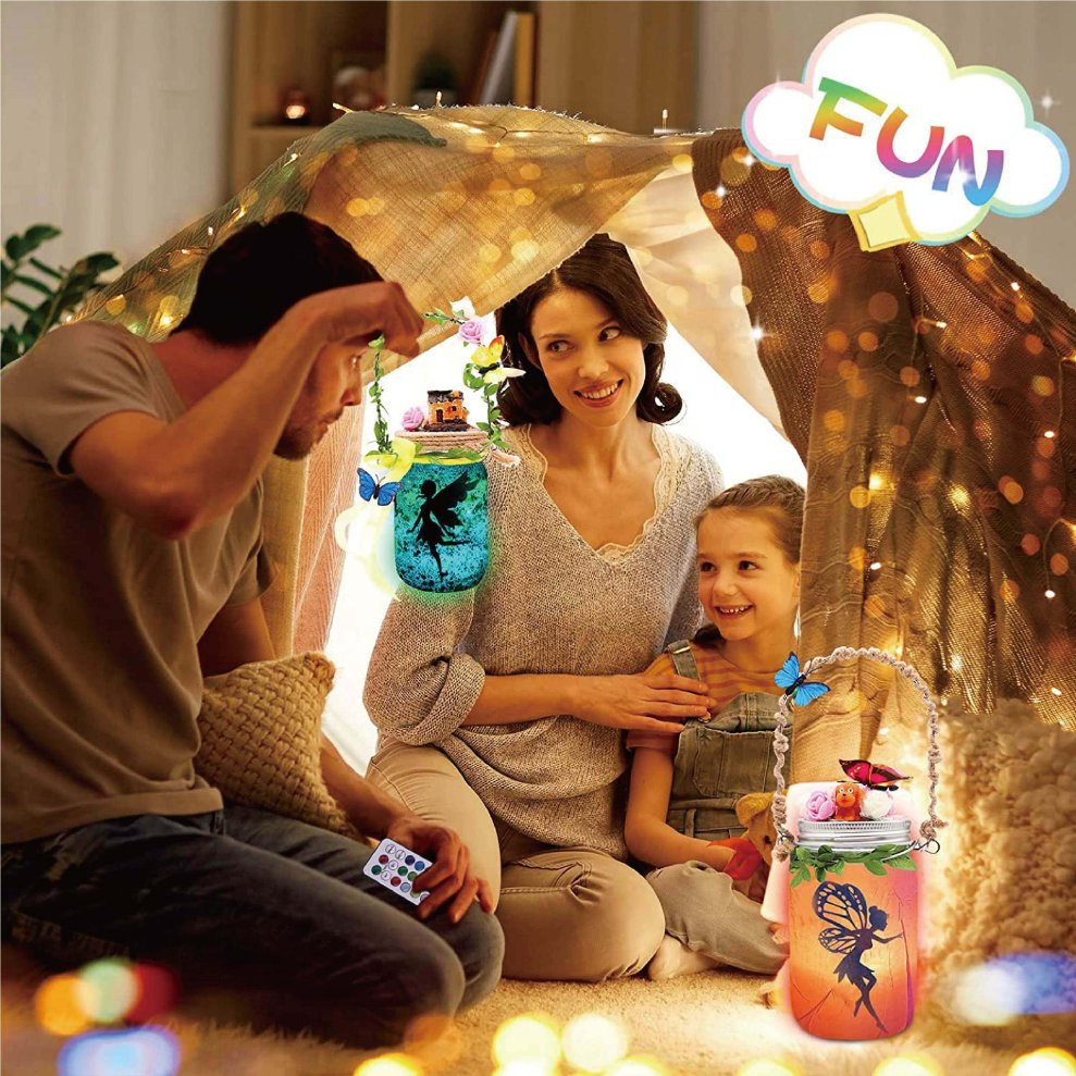 Fairy Lantern Craft Kit for Kids with LED Light, DIY Jar Night Light for Kids