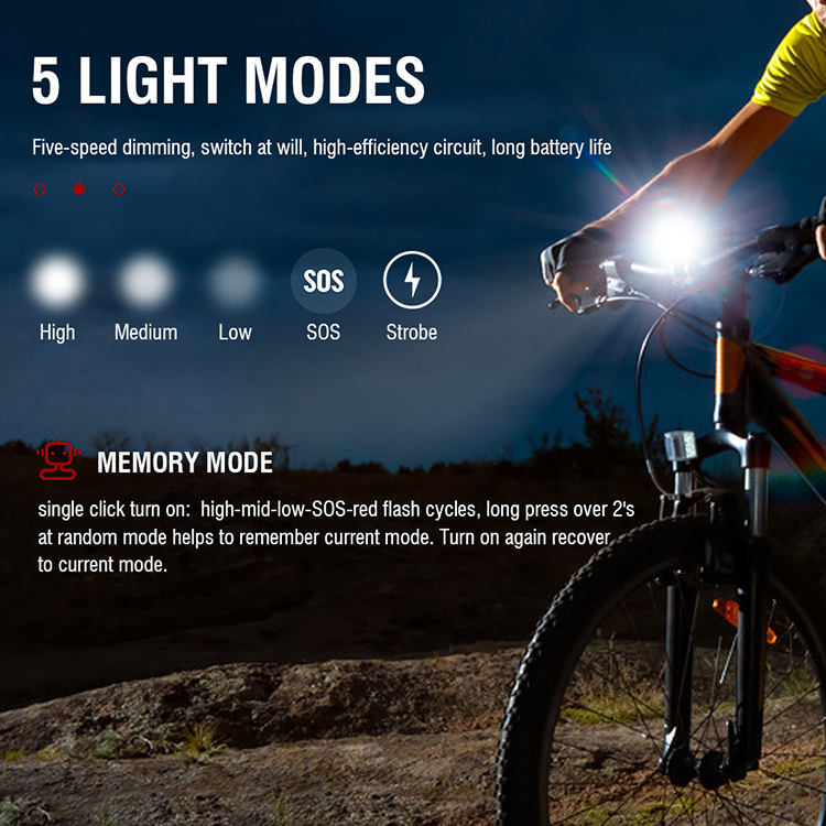 USB Rechargeable Waterproof LED Bicycle Light Set for Safe Night Riding