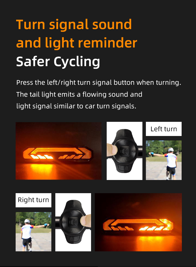 Waterproof Wireless Remote Control Smart Bike Light System Headlight Taillight with Enhanced Turn &amp; Brake Signals