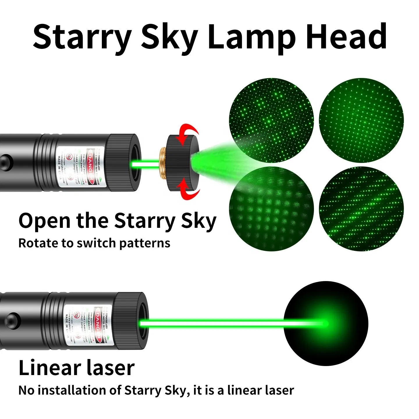 Tactical Flashlight USB Laser 303 Rechargeable Stars Laser Flashlight Sight with Built-in Battery Green Red Purple Laser for Teaching Laser Pen