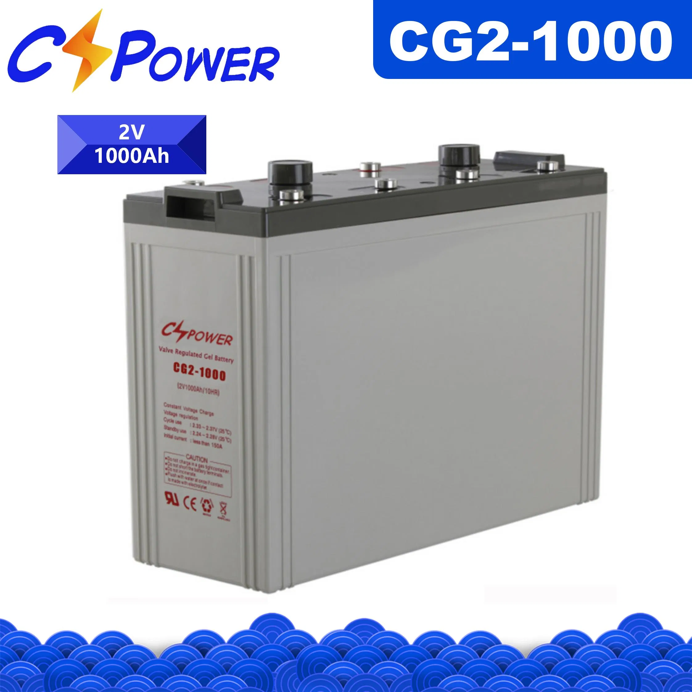 Cspower 2V 1000ah Rechargeable Gel Solar Battery Sealed Lead Acid Battery Solar/UPS/LED-Light/Emergency Systems