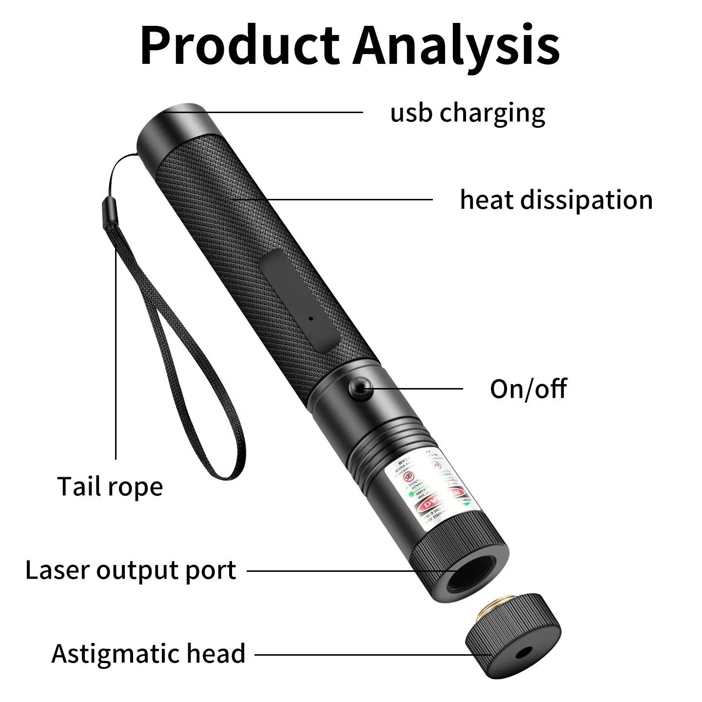 Tactical Flashlight USB Laser 303 Rechargeable Stars Laser Flashlight Sight with Built-in Battery Green Red Purple Laser for Teaching Laser Pen