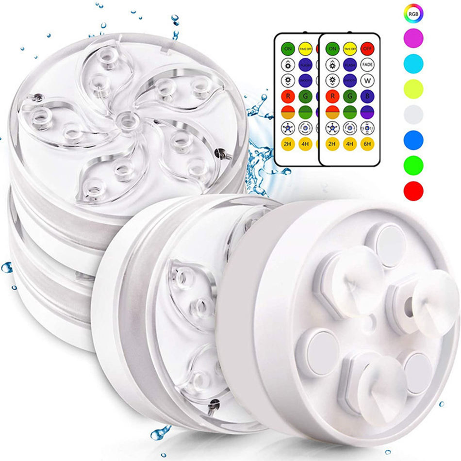 Customized Multicolor Submersible LED Liqhts Underwater Night Lamp Remote Contro Diving Light with Magnet Suction Cup Pool Lamp