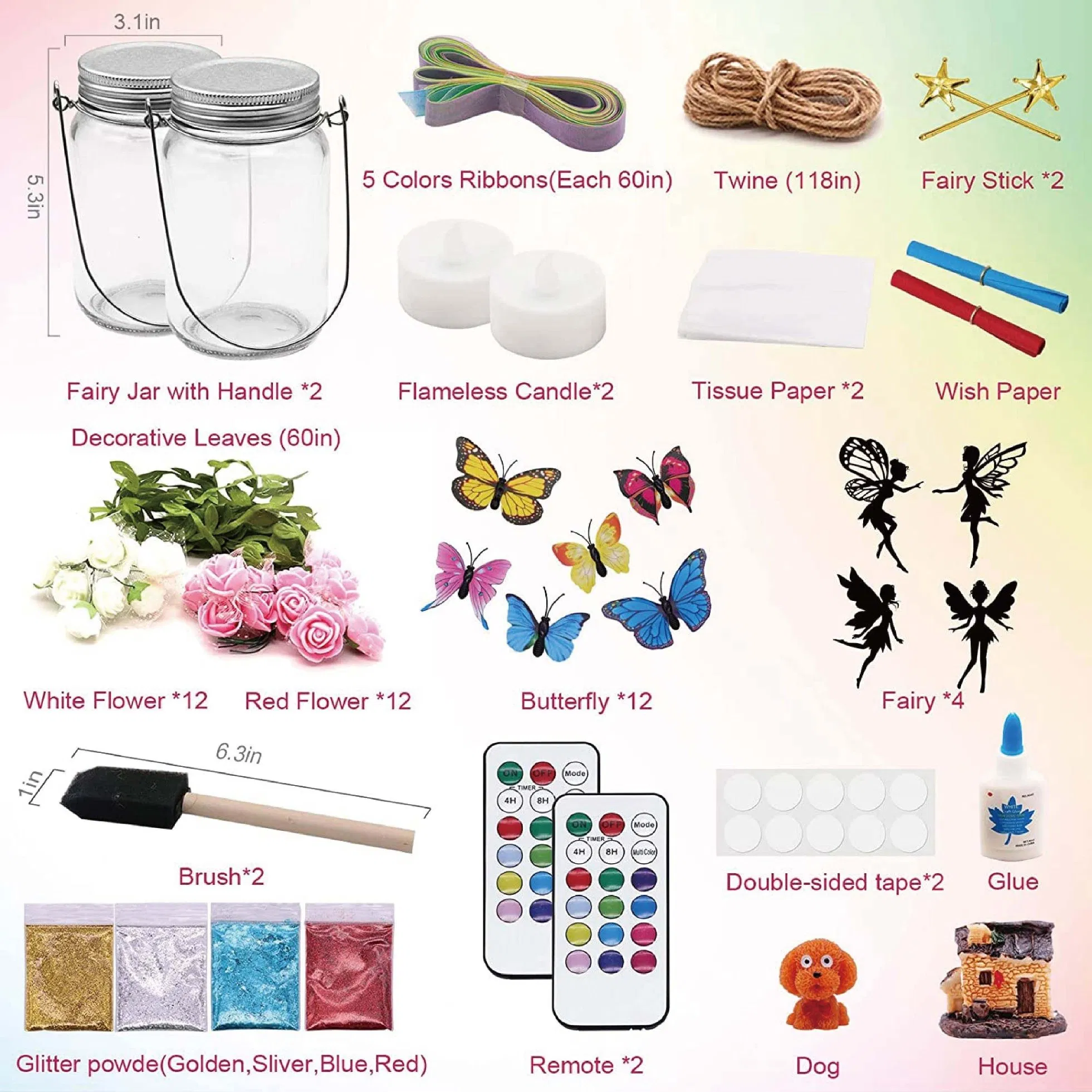 Fairy Lantern Craft Kit for Kids with LED Light, DIY Jar Night Light for Kids