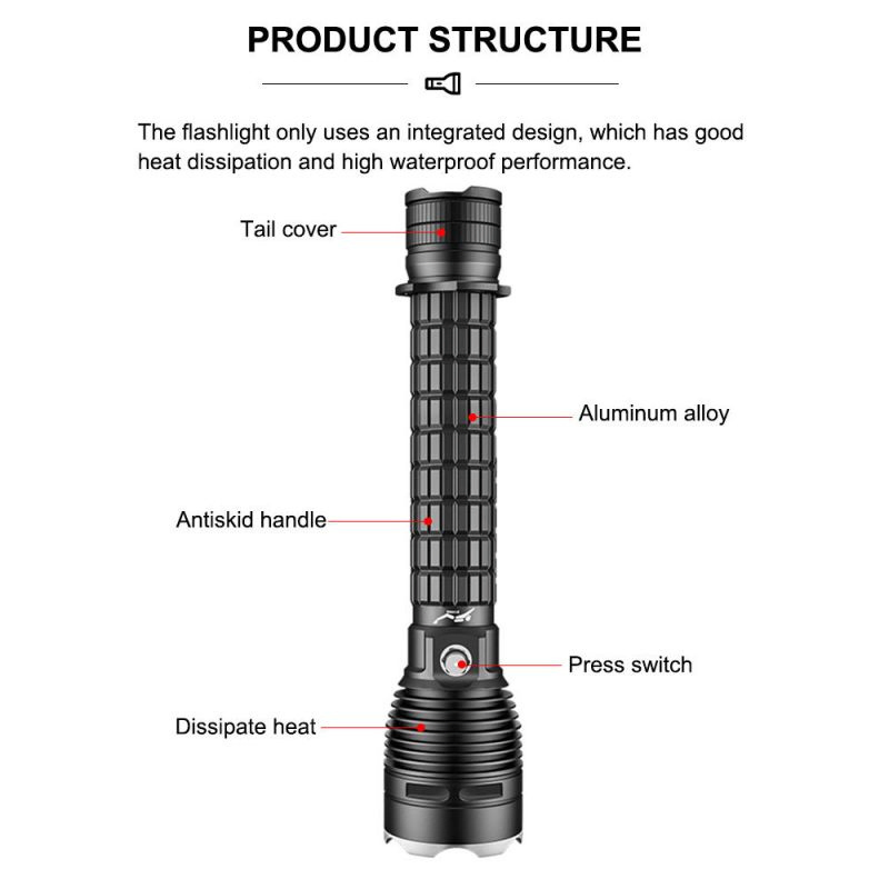 New Xhp70 LED Convenient Magnetic Switch Px8 Waterproof Underwater Flashlight Multifunction Professional Scuba Diving Light