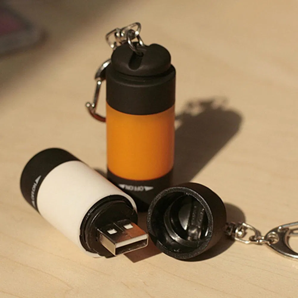 Mini LED Rechargeable Keychain Rotary Switch Emergency Flashlight