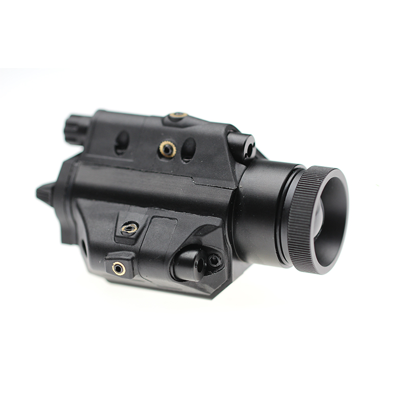 Tactical Ipx7 Multi-Purpose 350lumens Weapon Zoomable Flashlight with Dual Beams Red Aiming Laser and IR Laser Aimer Sight 3-in-1 Flashlight Combo