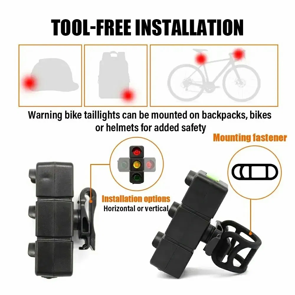W19 USB Rechargeable Bike Tail Light 3 Color LED Waterproof Night Cycling Safety Warning Lamp