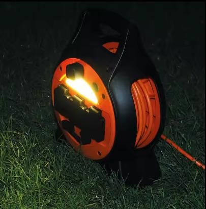 Camping Caravan Electric 3 Way UK Mobile Mains Roller Kit with LED Light and USB Ports 16A 230V 15m H05VV-F 3*1.5mm