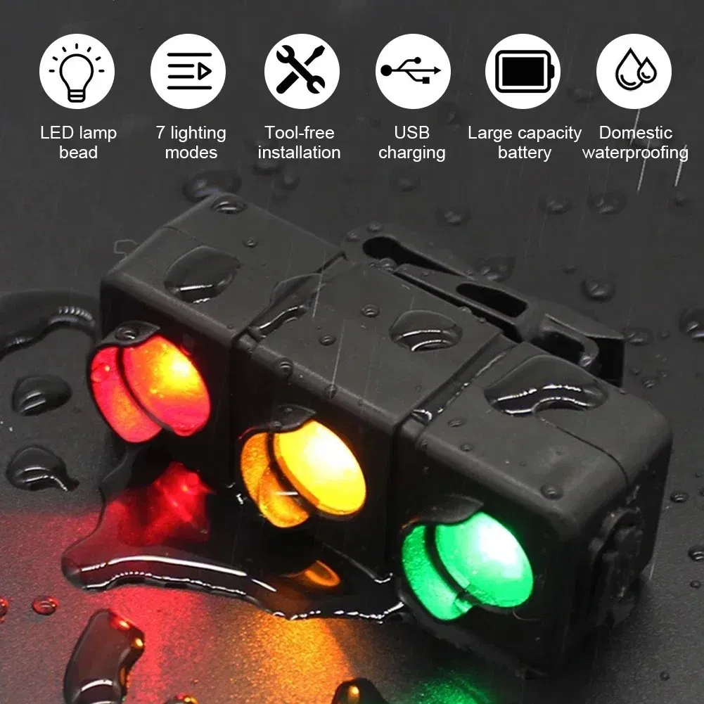 7 Modes USB Rechargeable Bicycle Taillight Waterproof 3-Color LED Bike Rear Light for Night Riding