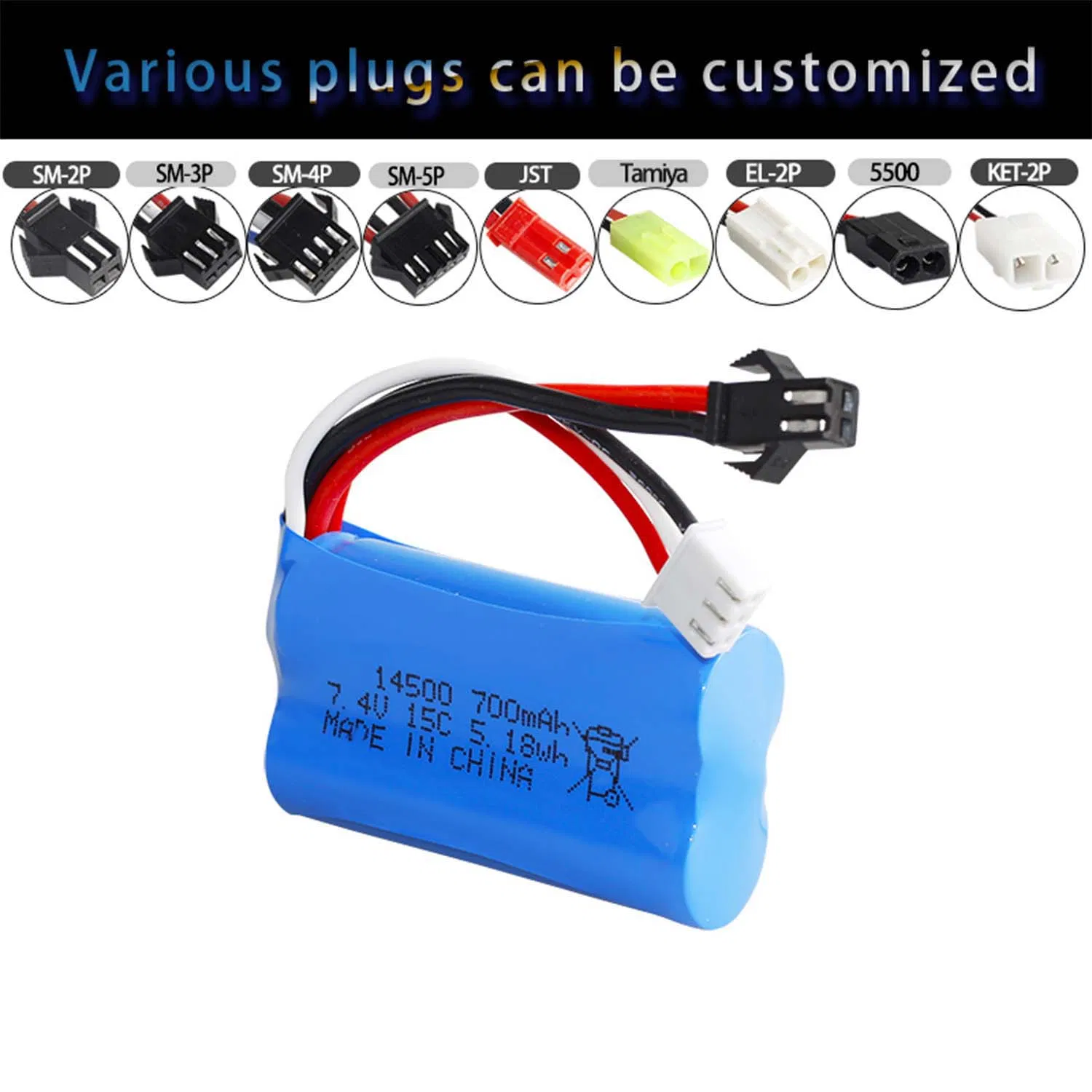 Bulk Wholesale 14500 Cylindrical Rechargeable Battery Pack 3.7V 1000mAh High Capacity for LED Torch