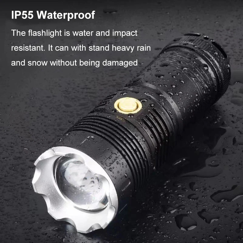 30W LED Super Bright Long Range Powerful LED Flashlight White Laser LED Flashlight Built in Power Bank