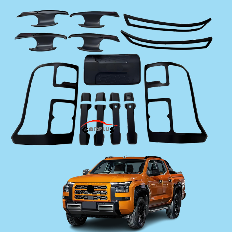 ABS Black Cover Full Set Accessories for Triton L200 2024-2025 Lamp Cover Head Light Back Lamp Cover Handle Cover Door Mirror Cover Tank Cover Body Kits Accesso