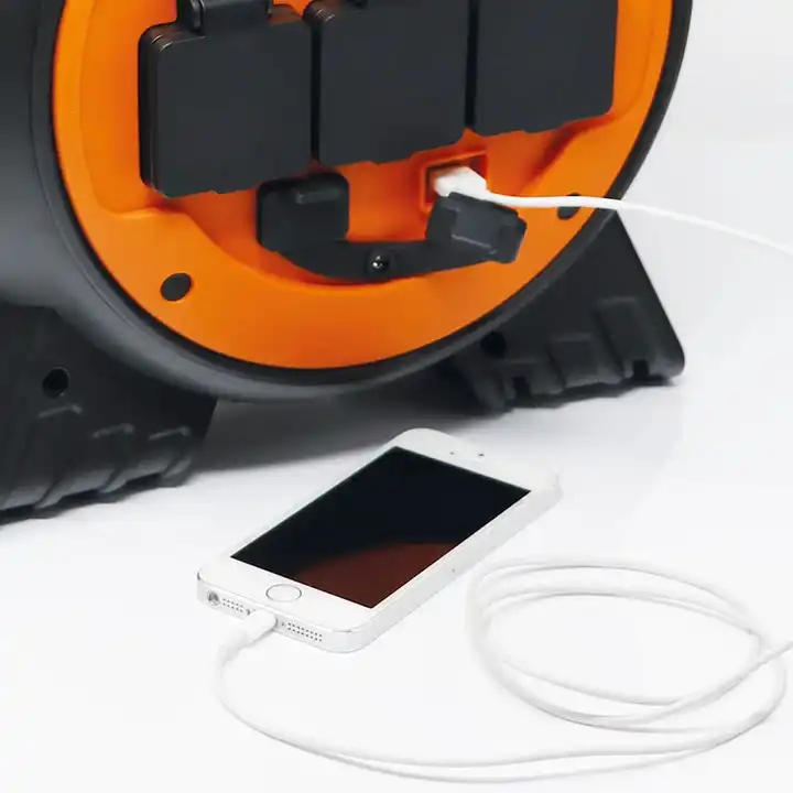 Camping Caravan Electric 3 Way UK Mobile Mains Roller Kit with LED Light and USB Ports 16A 230V 15m H05VV-F 3*1.5mm