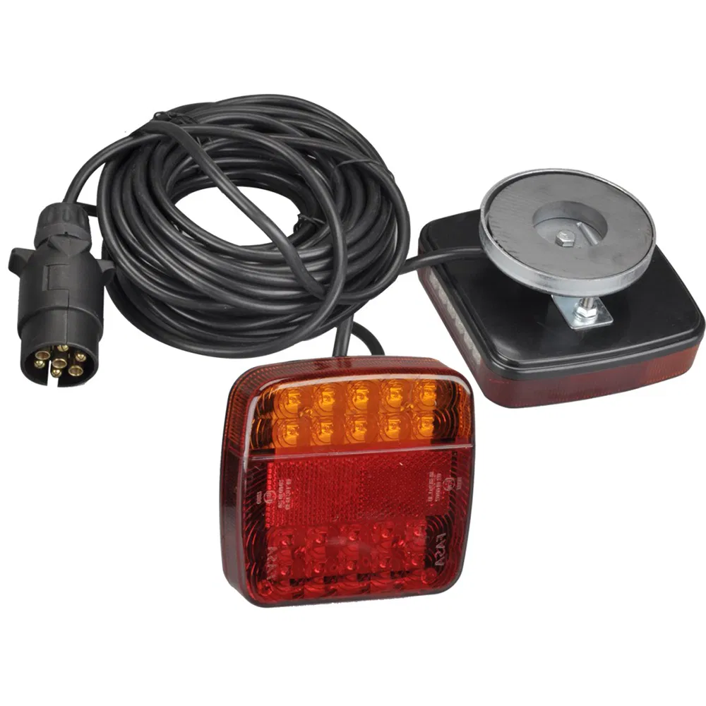 LED Rear Towing Tail Light Kit Magnetic Base E-MARK ECE with Reflector 7pin EU Plug 7.5meters Wires Harness for Trailer Towing