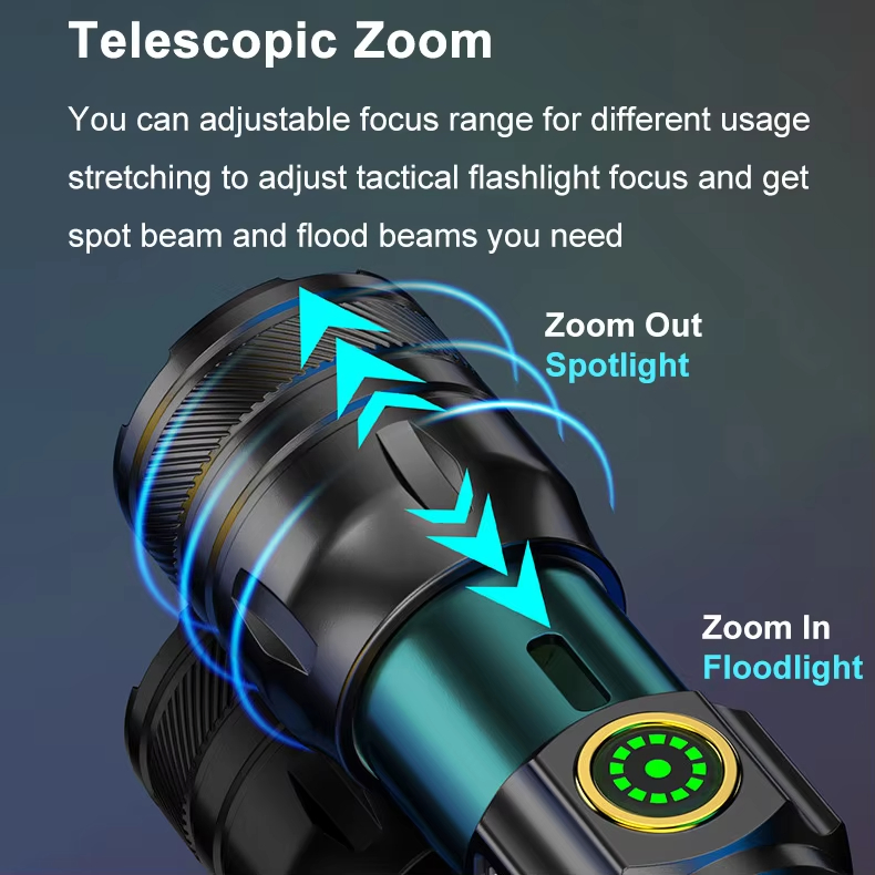 Brightenlux 2025 New Style Type-C USB Rechargeable Torch Light Zoom LED White Laser Flashlight with Power Digital Display