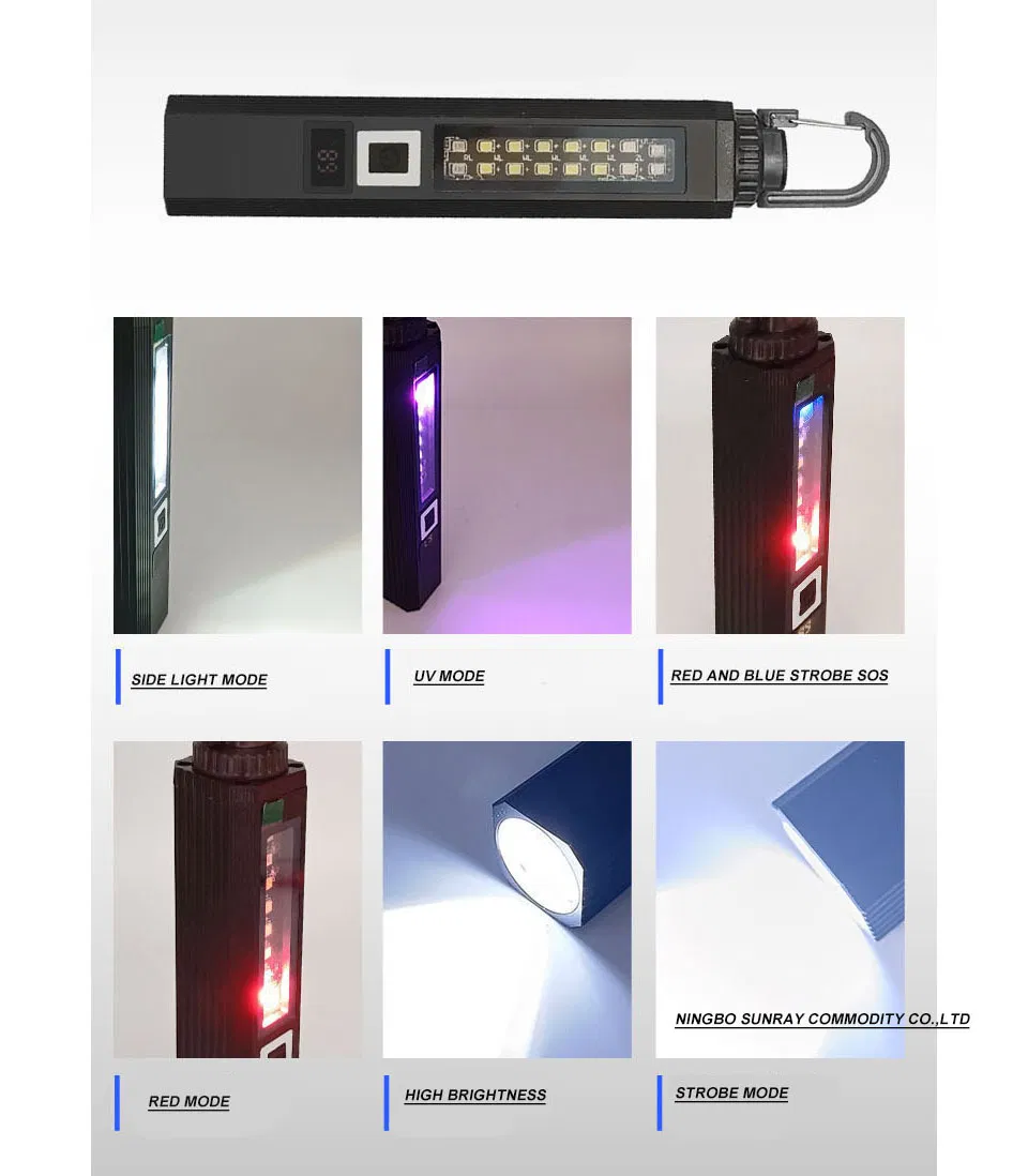 Rechargeable Power Bank Aluminum UV and Laser LED Flashlight with Magnet