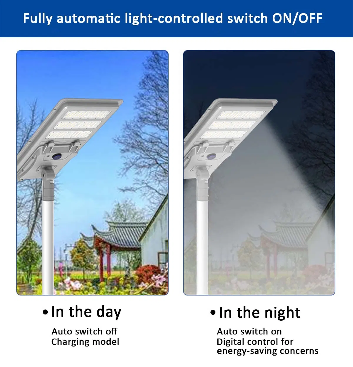 Energy Saving Solar LED Street Light System with Sensor for Backyard