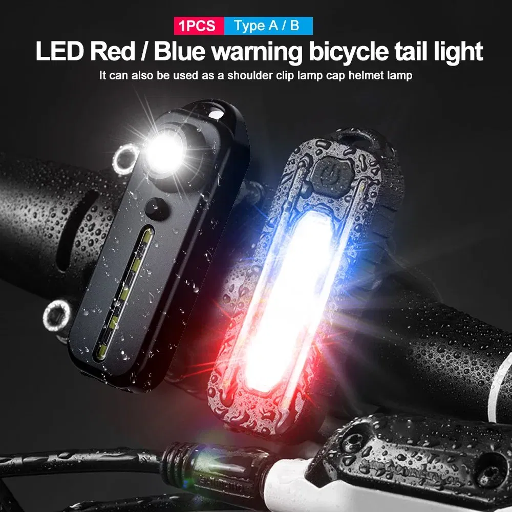 Ype-C Flashlight Rechargeable LED Safety Lighting Mini Keychain Flashlight Bike Warn Lamp Red Blue Shoulder Po Lice Light LED Torch Flashlight