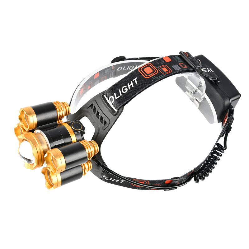 Brightenlux Super Bright 5 LED Xml T6 2000 Lumen High Power Zoom LED Headlamp Rechargeable Waterproof for Cycling Running Camping Hiking