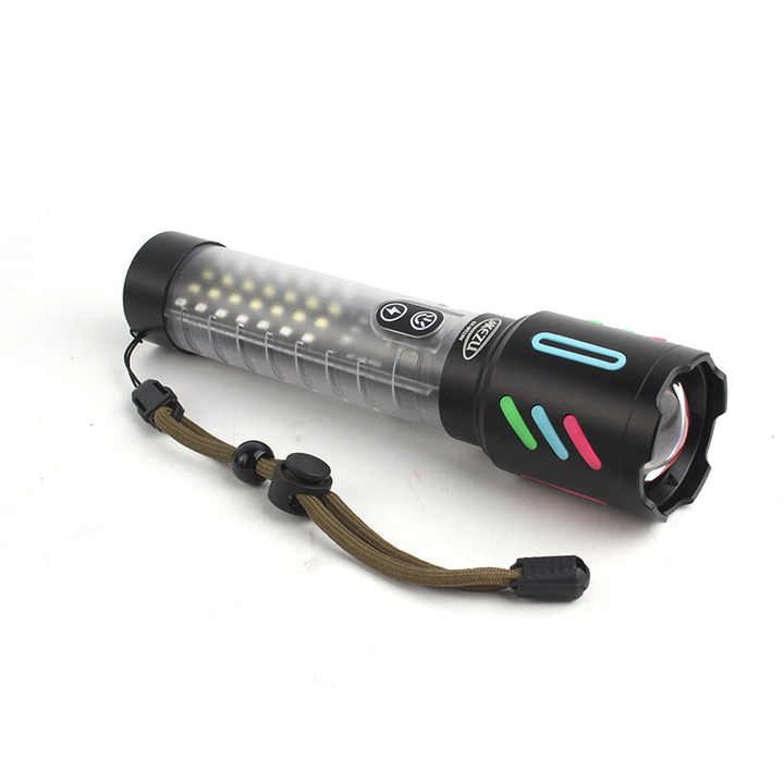 Fluorescent 20W White Laser Torches Rechargeable Aluminium Alloy Black Flashlight