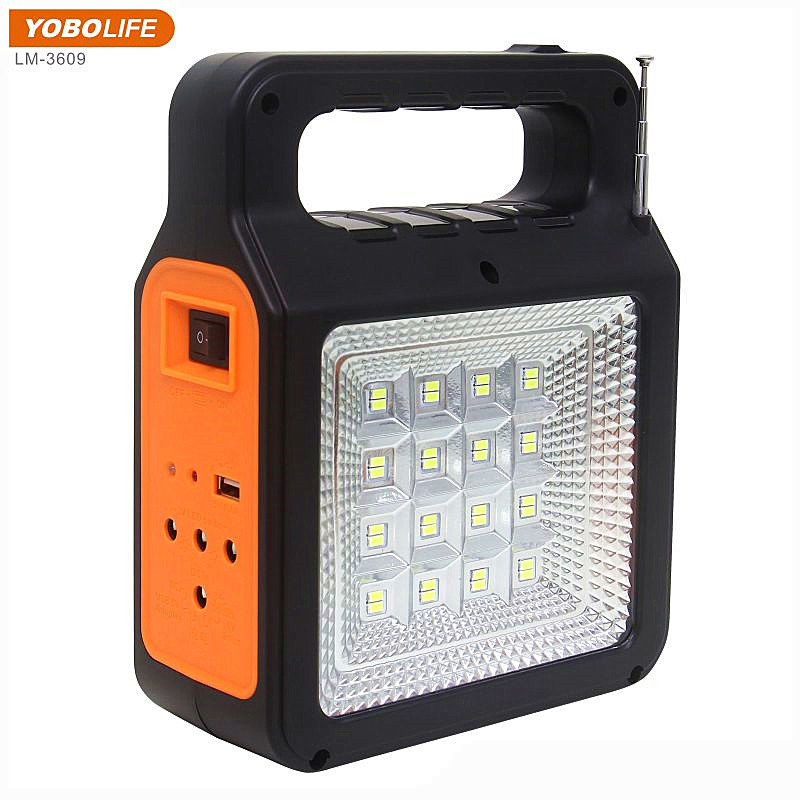 Yobolife Lm-3609 Portable Solar Energy Kit with 4W Solar Panel 3 LED Bulbs and Bluetooth MP3 Music Player Solar Light