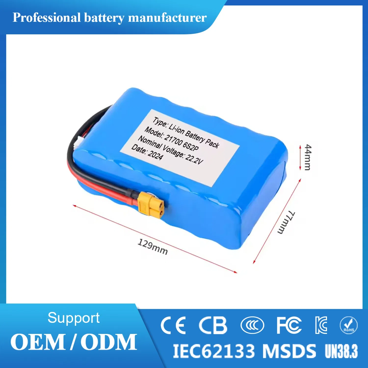 Factory OEM Battery Packs Lithium-Ion Battery LiFePO4 Rechargeable Battery 18650 21700 26650 32700 3.7V/7.4V/11.1V/12V 1s-3s for Electric Scooters &amp; LED Lights