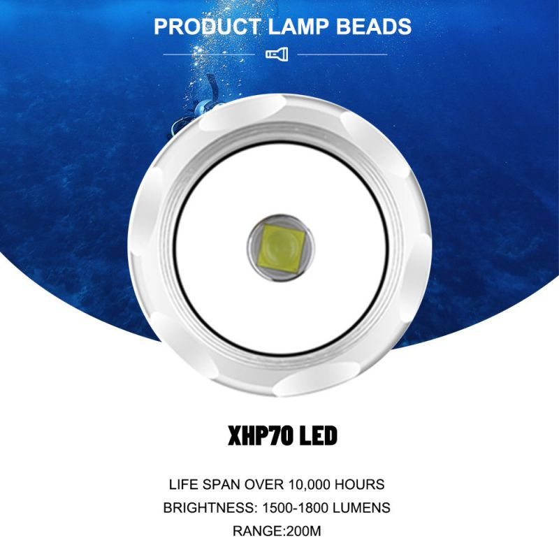 New Xhp70 LED Convenient Magnetic Switch Px8 Waterproof Underwater Flashlight Multifunction Professional Scuba Diving Light