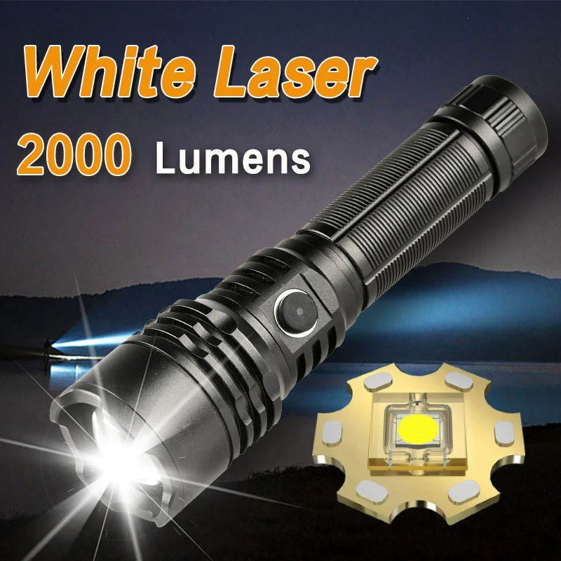 Brightenlux 2000 3000 Lumen White Laser Torch Rechargeable LED Flashlight