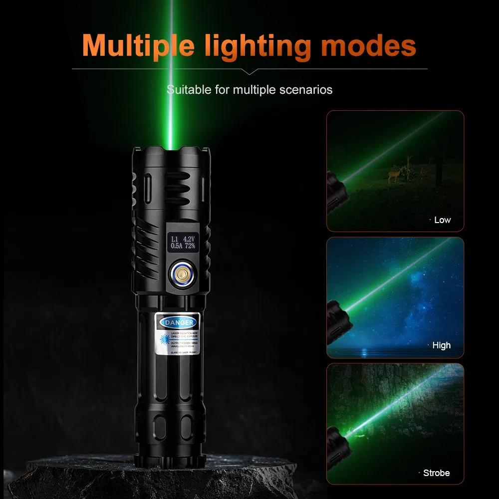 Helius Powerful Green Blue Laser Pointer LED Torch High Power Light Tactical Flashlight