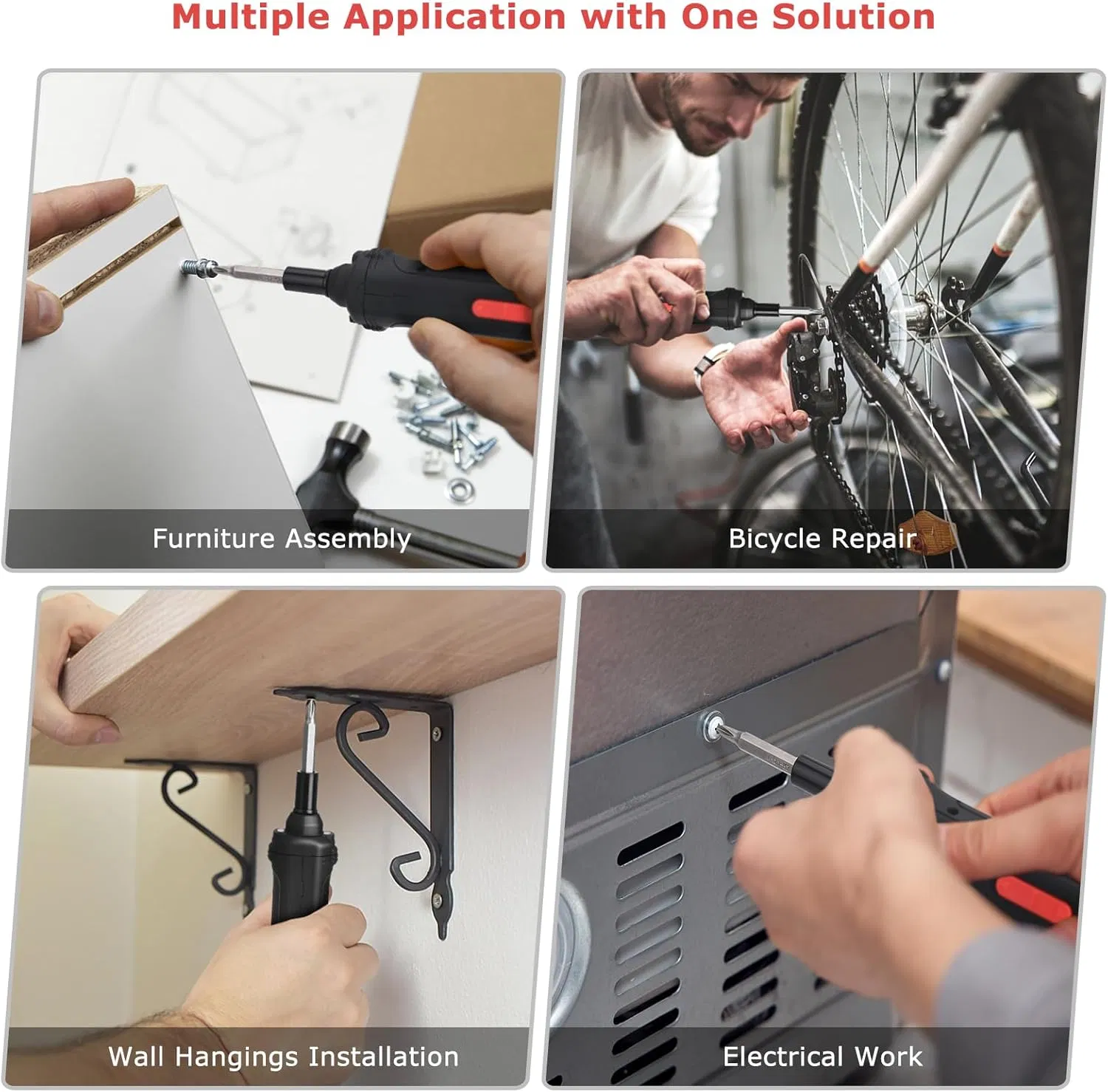 Brushless Motor 12V Electric Screwdriver Kit with 3 LED Light