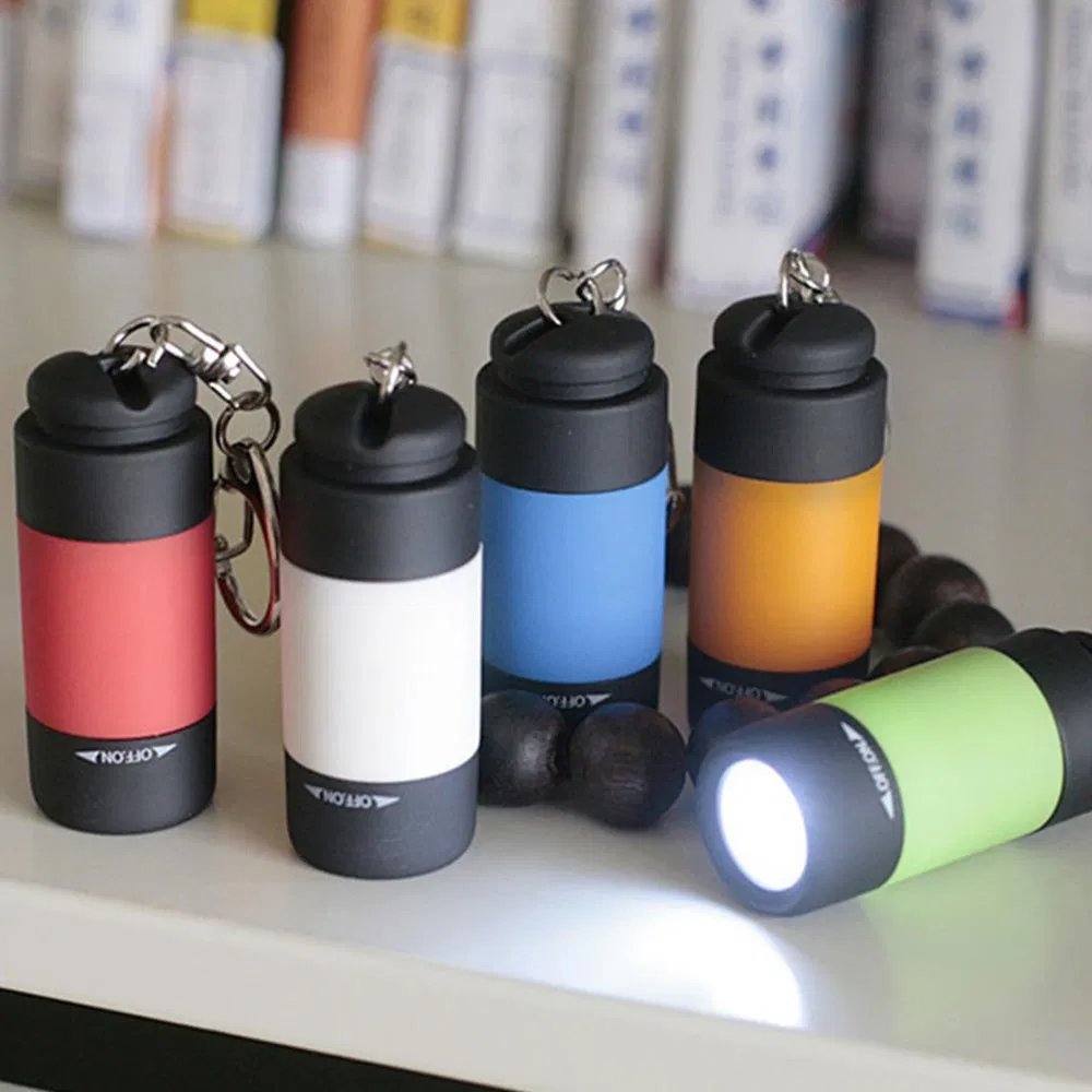 Mini LED Rechargeable Keychain Rotary Switch Emergency Flashlight