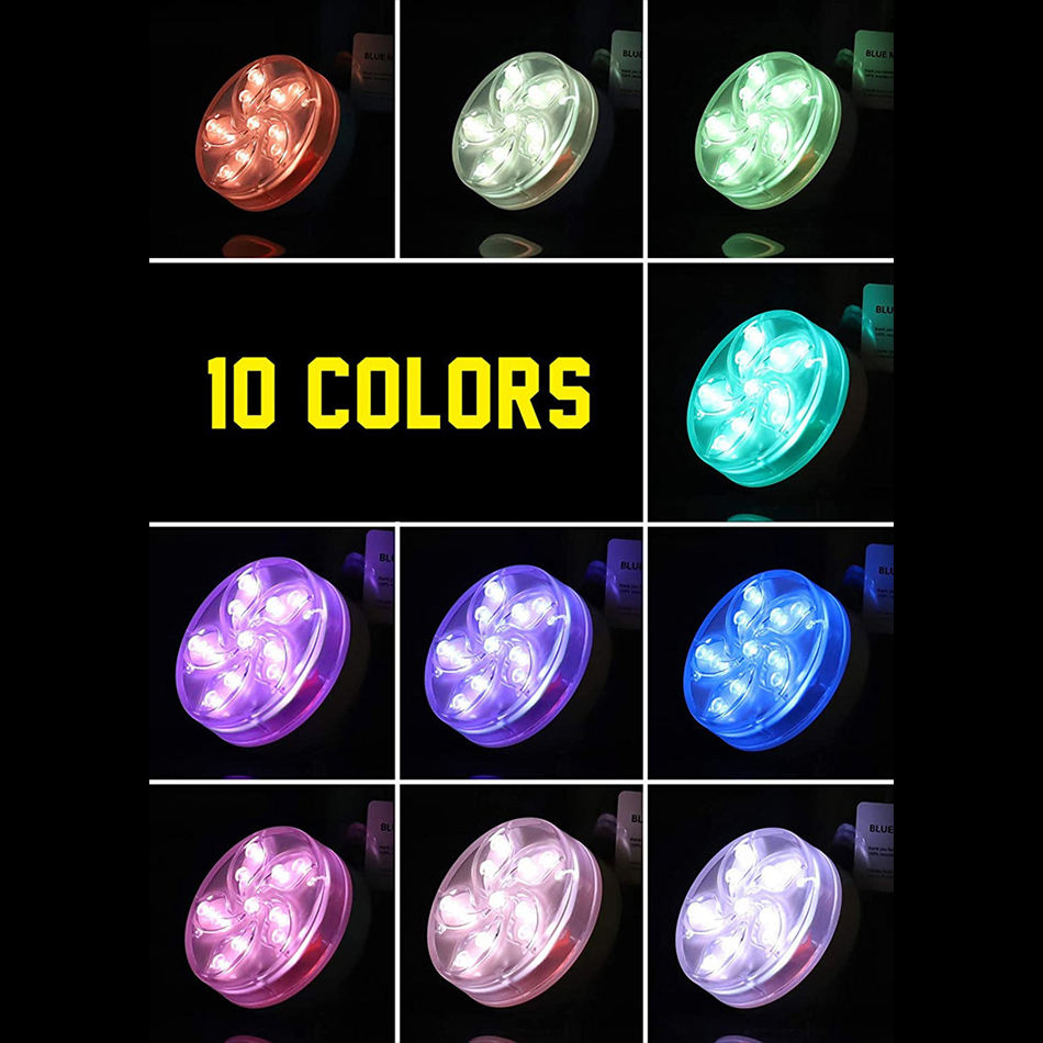 Customized Multicolor Submersible LED Liqhts Underwater Night Lamp Remote Contro Diving Light with Magnet Suction Cup Pool Lamp