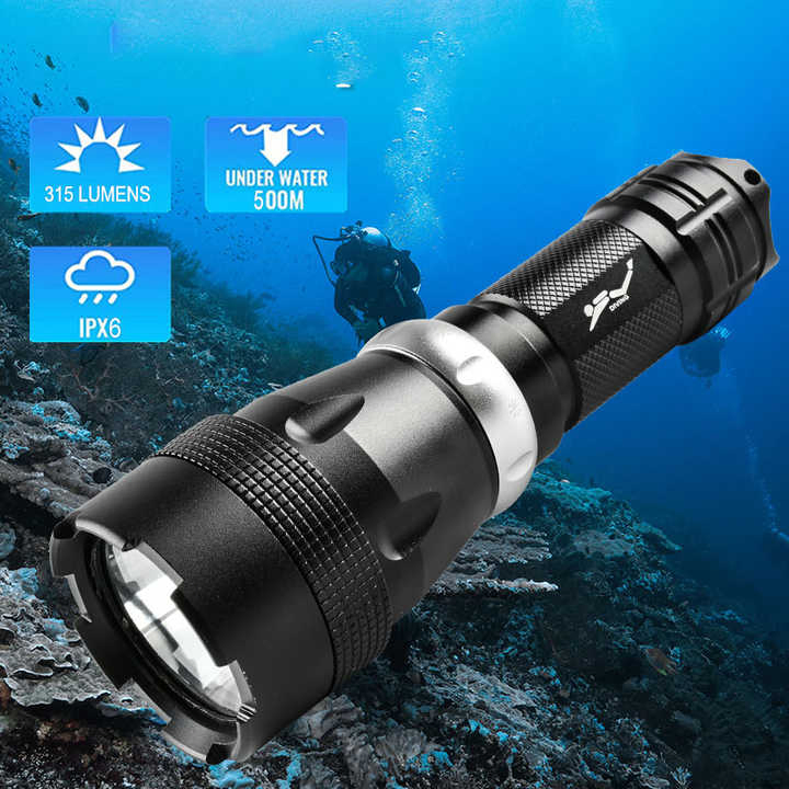Professional Super Bright LED Powerful Scuba Diving Flashlight Underwater Torch Light Rechargeable Diving Flashlight Underwater